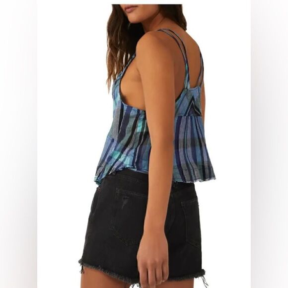NWT Free People We The Free Plaid Crop Cami Top M - Picture 2 of 6